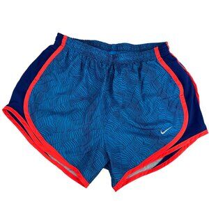 Nike Dri Fit Running Shorts Blue Wave Pattern Red Trim XS Lightweight